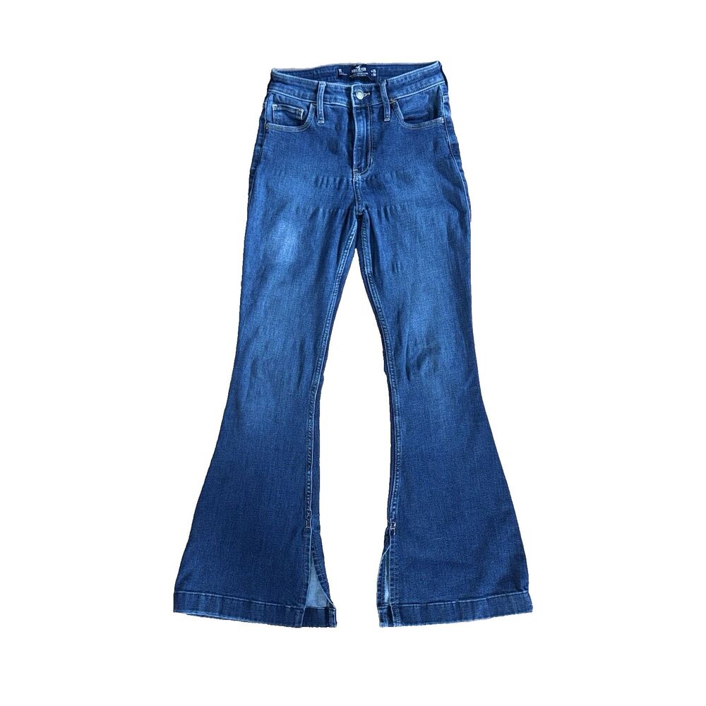 Hollister High-Rise Vintage Flare Jeans Split Hem Medium Wash Women's Size 1S
